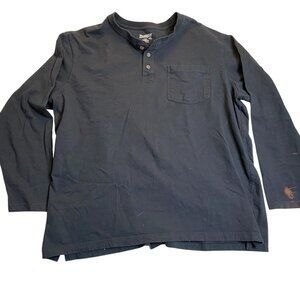 Duluth Mens Henley Shirt 2XL Black Longtail Relaxed Fit Cotton With Flaws